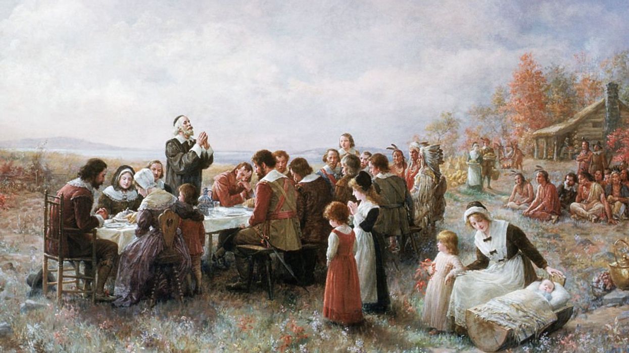 The First Thanksgiving by Jennie Augusta Brownscombe