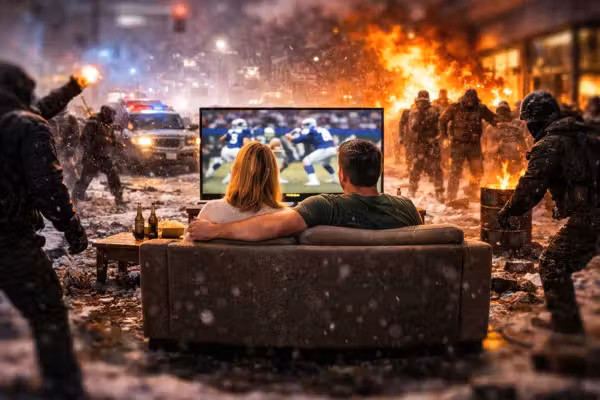 The left is at war in Minnesota. America is watching football.