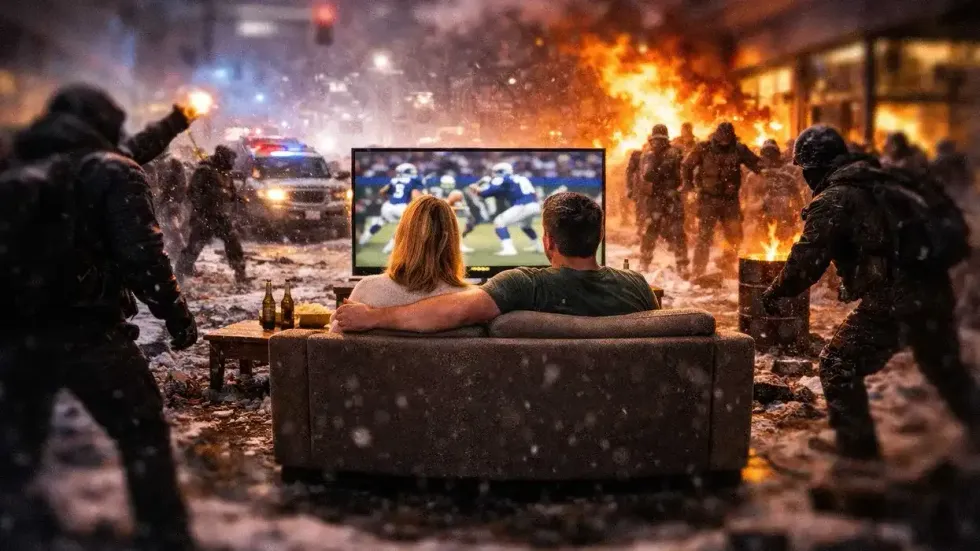 The left is at war in Minnesota. America is watching football.