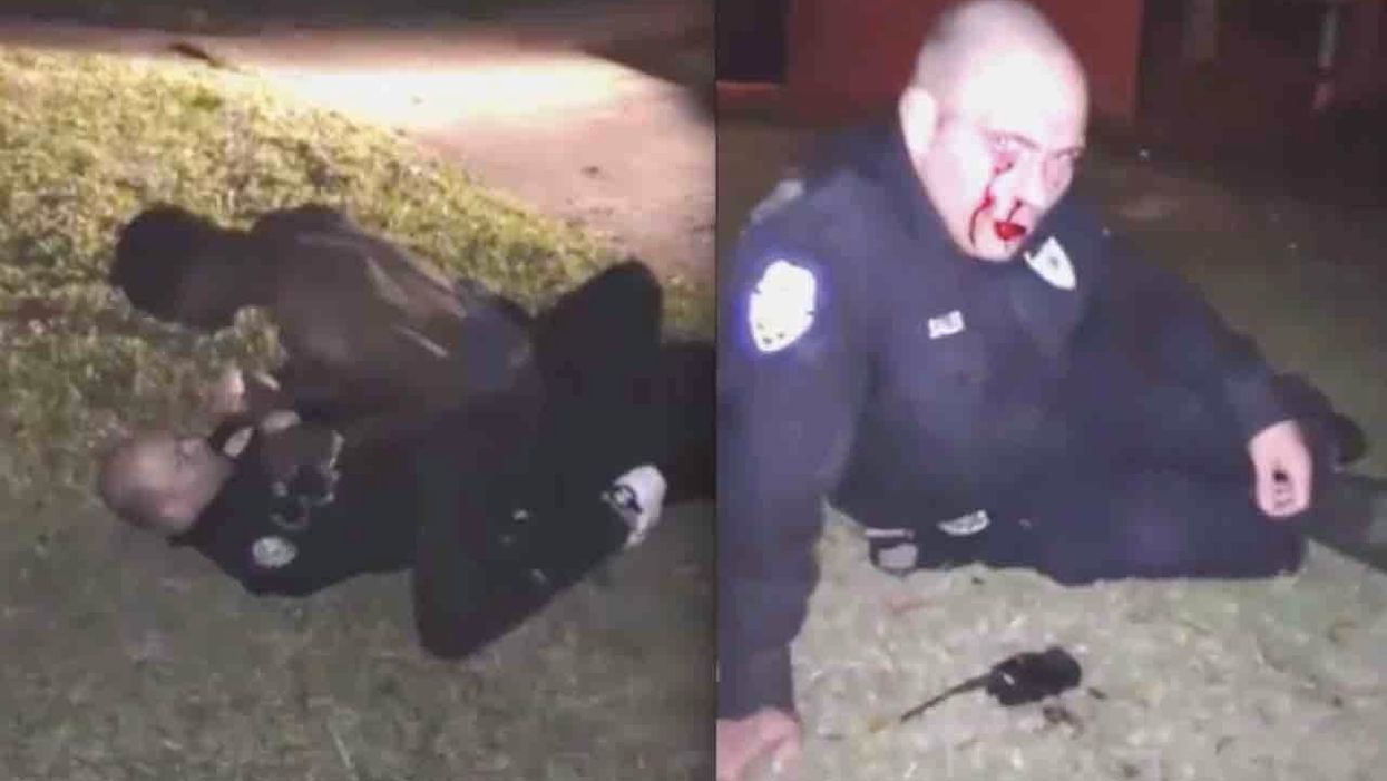 Thug beats cop's face bloody in brutal attack livestreamed on Facebook. Of course, it features laughing onlookers egging on suspect.