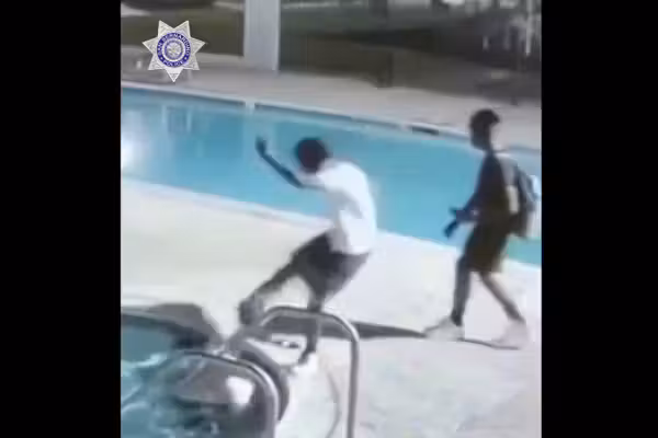 Thug caught on video kicking man in back of head while victim sits in jacuzzi. But case soon breaks in surprising way.