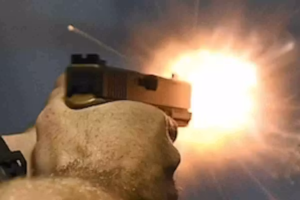 Thug forces his way into apartment, attacks elderly resident. But armed neighbor rushes over and permanently ends threat.