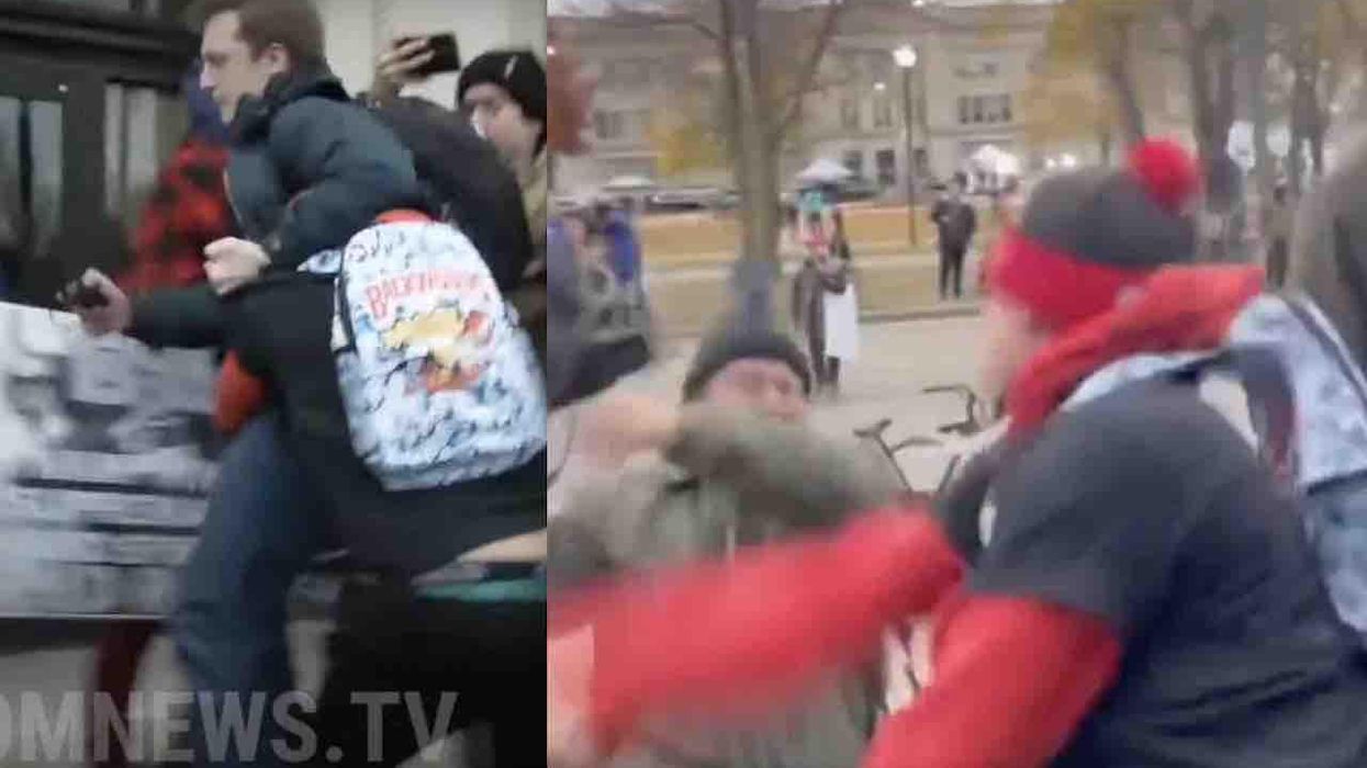 Thug in 'F*** Kyle' T-shirt arrested after body slamming reporter, attacking female counter-protester, slapping cameras outside Kenosha courthouse