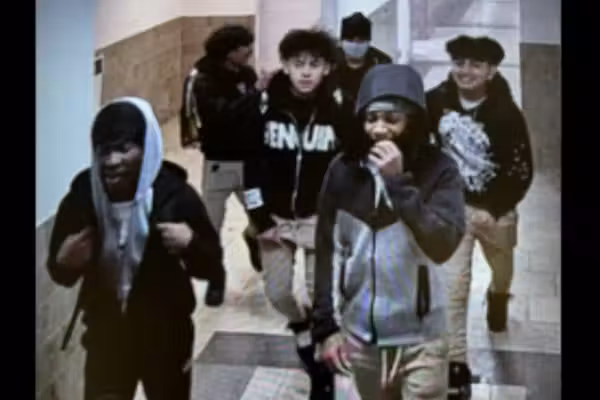 Thugs seen laughing, smiling on video apparently after they ganged up on, assaulted, stabbed lone victim in mall restroom