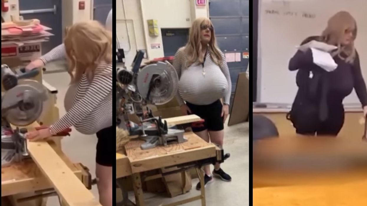 Transvestite teacher with gargantuan fake breasts returns to classroom. His new school issues warning to parents — not about him but about his critics.