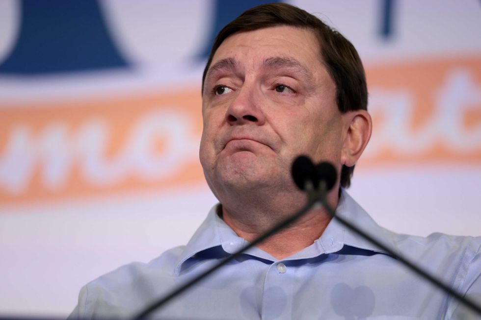 Troy Jackson speaks as he became the Maine Democratic Party's choice to be their U.S. Senate nominee to replace Graham Platner on the ballot in November on July 25, 2026, in Bangor, Maine