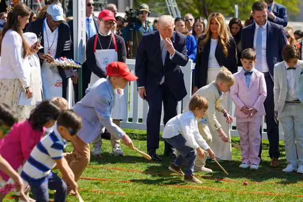 Trump cracks everyone up at the White House Easter Egg Roll. Here are his 4 funniest moments.