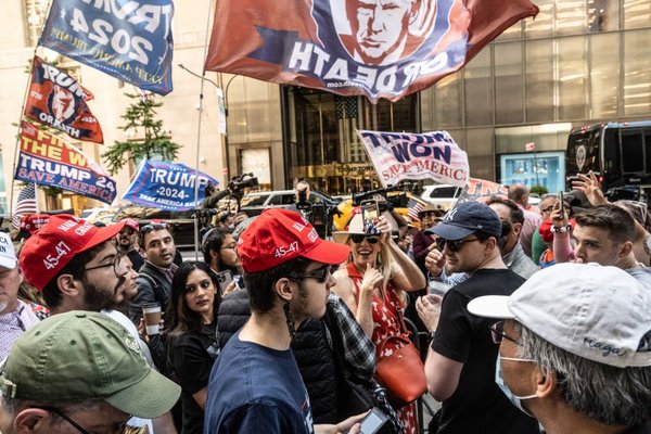 Trump voters demonstrate peacefully while anti-Israel protesters rage
