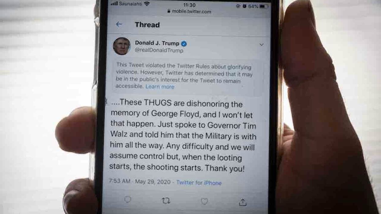 Twitter suppresses President Trump's tweet for 'glorifying violence' amid rioting
