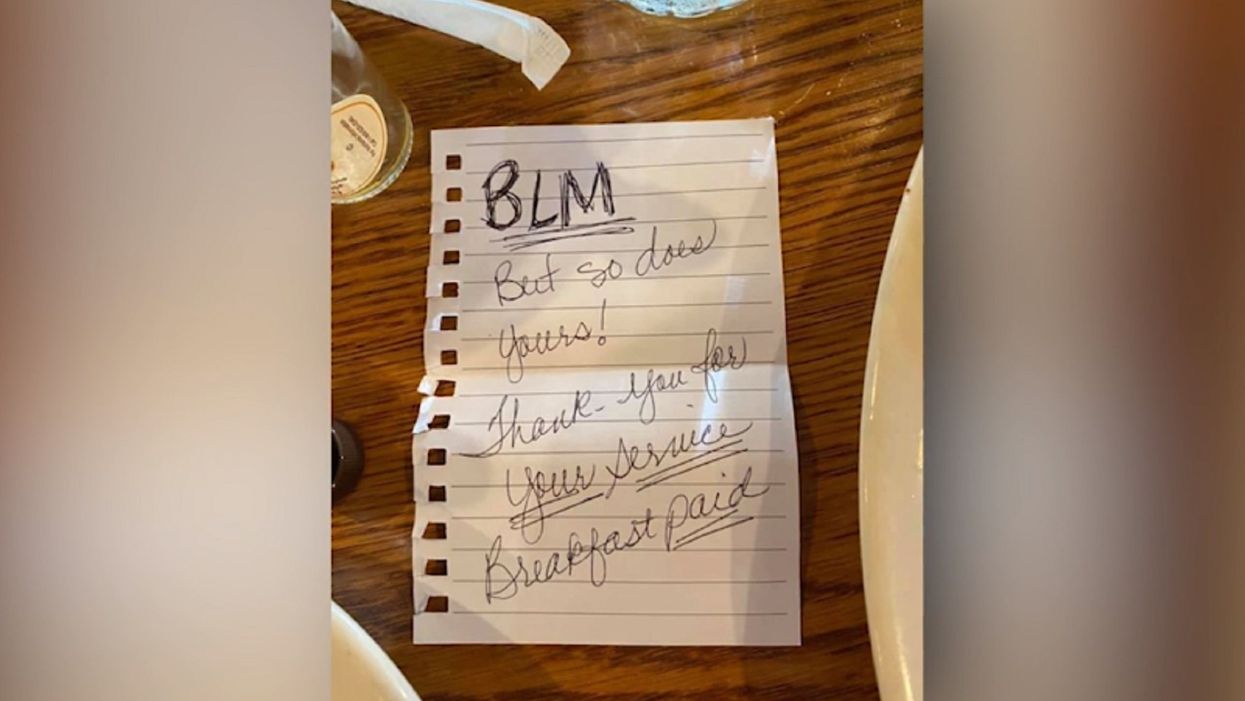 Two black women pay for white cop's meal, leaving a note: 'Black Lives Matter, but so does yours!'