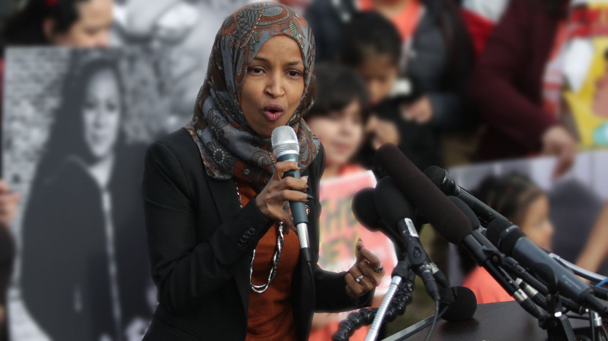 U.S. Rep. Ilhan Omar (D-MN) speaks during a news conference at the East Front of the U.S. Capitol February 7, 2019 in Washington, DC. The House Democrat freshmen held a news conference to call on Congress 'to cut funding for President Trump's deportation force.'