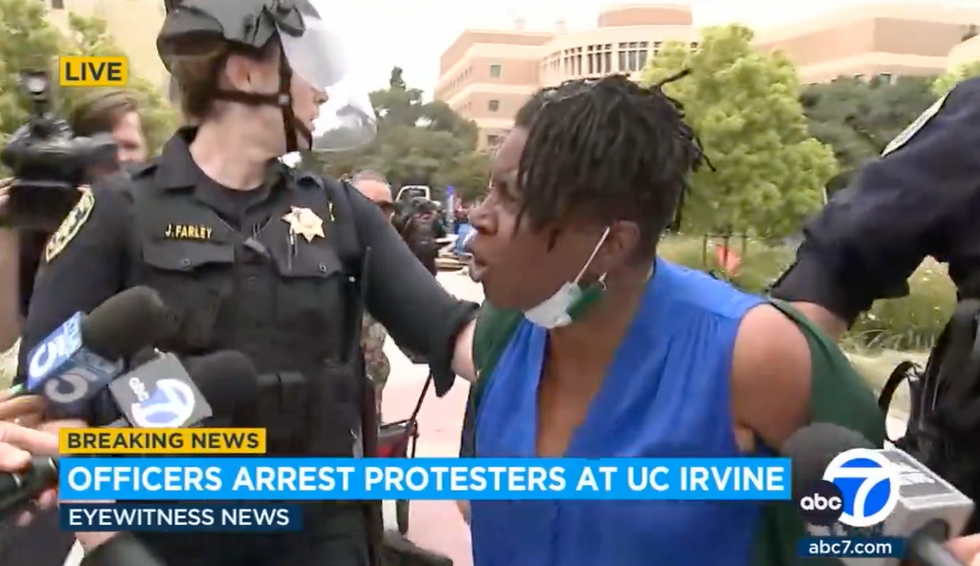 UC Irvine professor goes on unhinged rant after arrest at encampment