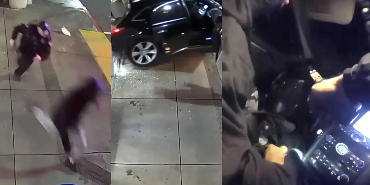 Unbelievable police video shows cop accidentally kidnapped by getaway driver after armed robbery
