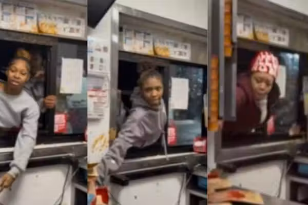 Unhinged females caught on video going absolutely ballistic at Wendy's drive-thru window as employees take cover