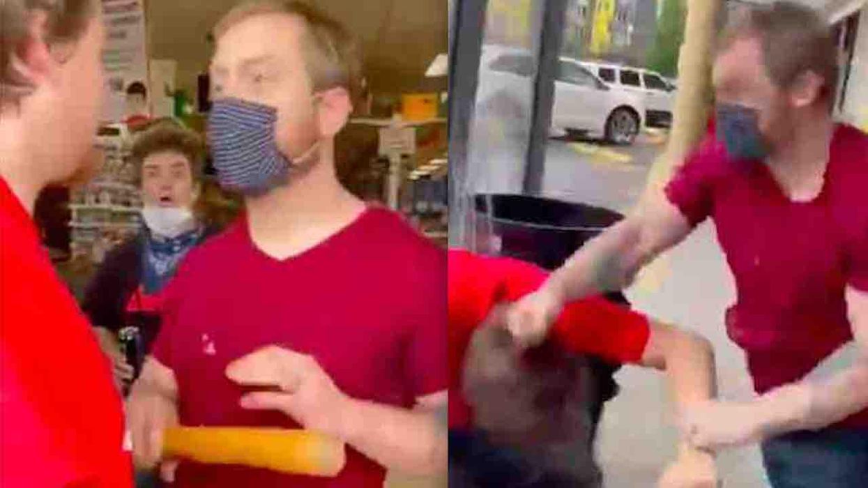 Unhinged hardware store worker shoves customer with bat, throws punches after COVID-19 mask dispute: 'That's not customer service'