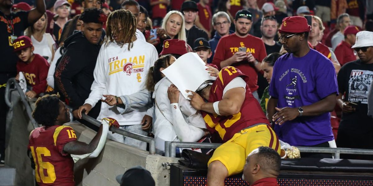 NextImg:USC star Caleb Williams now says crying in mother's arms on TV helped spread 'awareness' for 'mental health' | Blaze Media