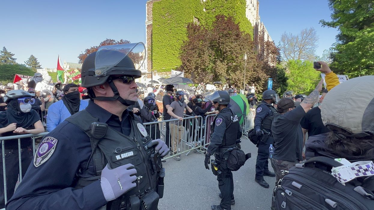 UW and police protect college's encampment from pro-Israel march