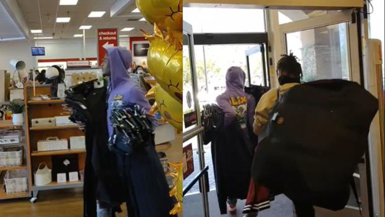 VIDEO: Brazen thieves casually stroll out of TJ Maxx in California with heaps of stolen merchandise