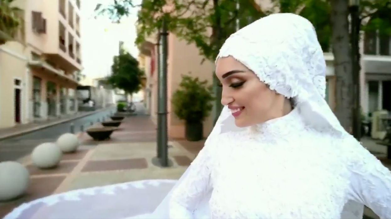 Video captures the moment Beirut bridal shoot goes awry as massive explosion erupts in background