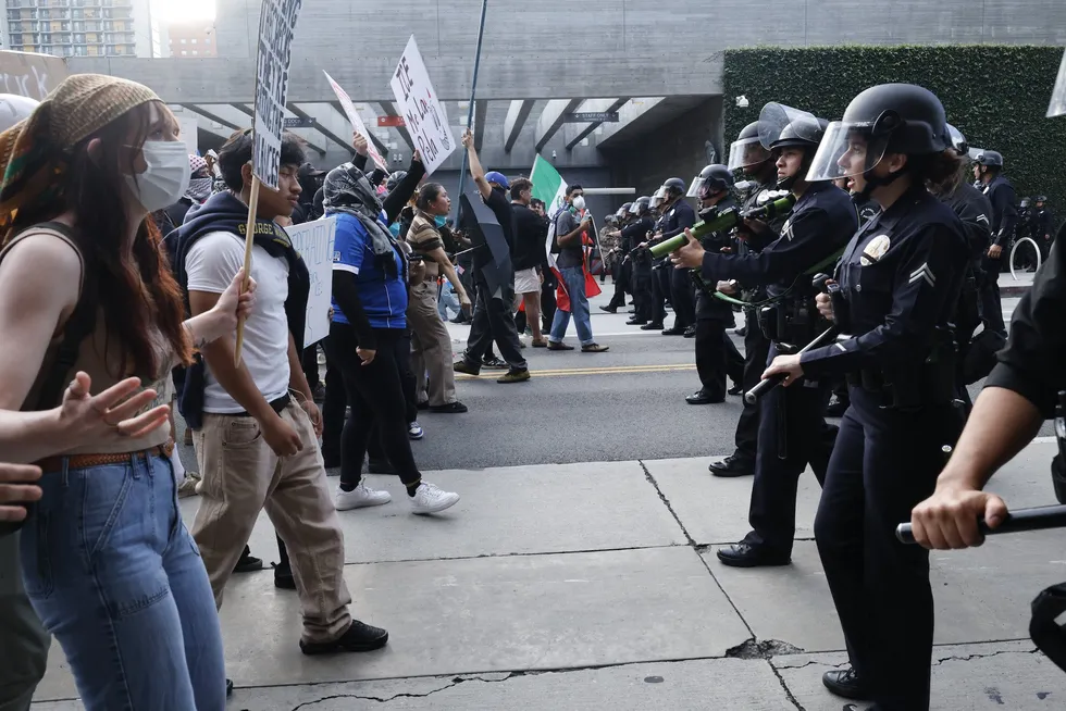 Video captures the moment SUV driver barrels through No Kings protesters after getting surrounded in California