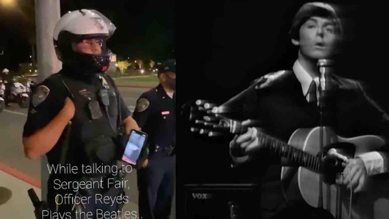 VIDEO: Cop plays Beatles' 'Yesterday' while cellphone camera records him, presumably to trigger copyright claim so clip is blocked