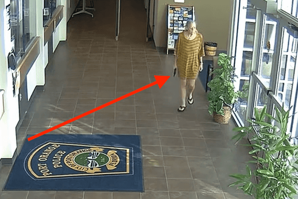 Video: Gun-toting, elderly Florida woman opens fire in police station. Things don't end well for her.