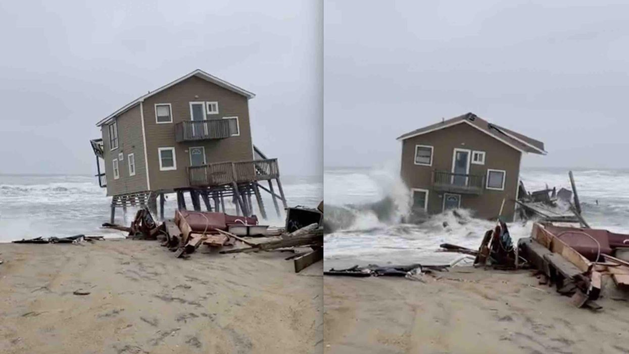 Video: Home collapses into sea off North Carolina coast amid storm surge. It was second home destroyed that day.