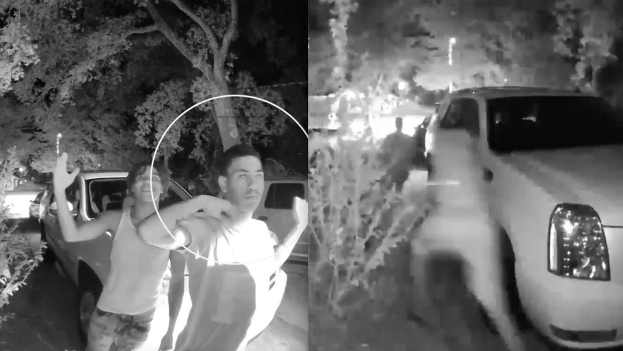 Video: It's all smiles before crooks invade home; seconds later it's all backsides as they run for their lives from homeowner firing 'AK-47-style gun' at them