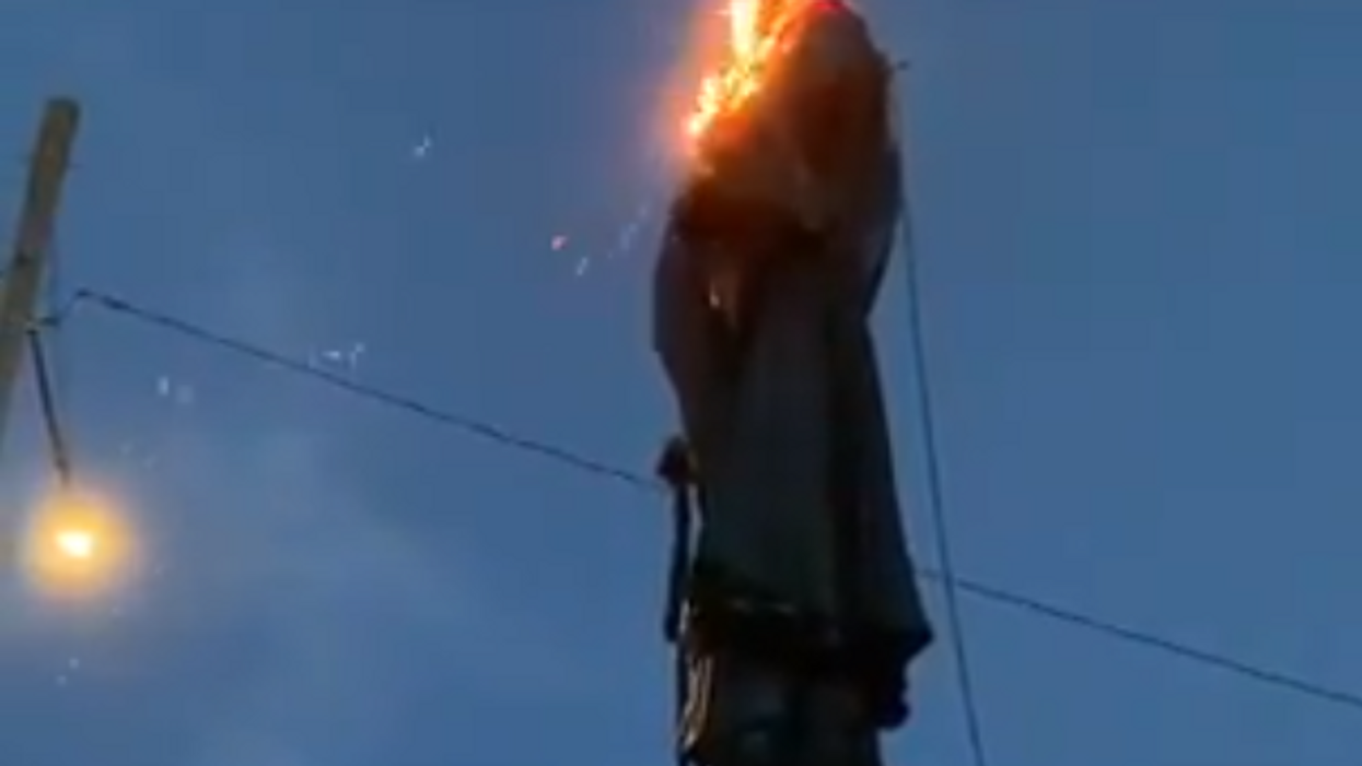 VIDEO: Portland rioters tear down George Washington statue draped with burning American flag
