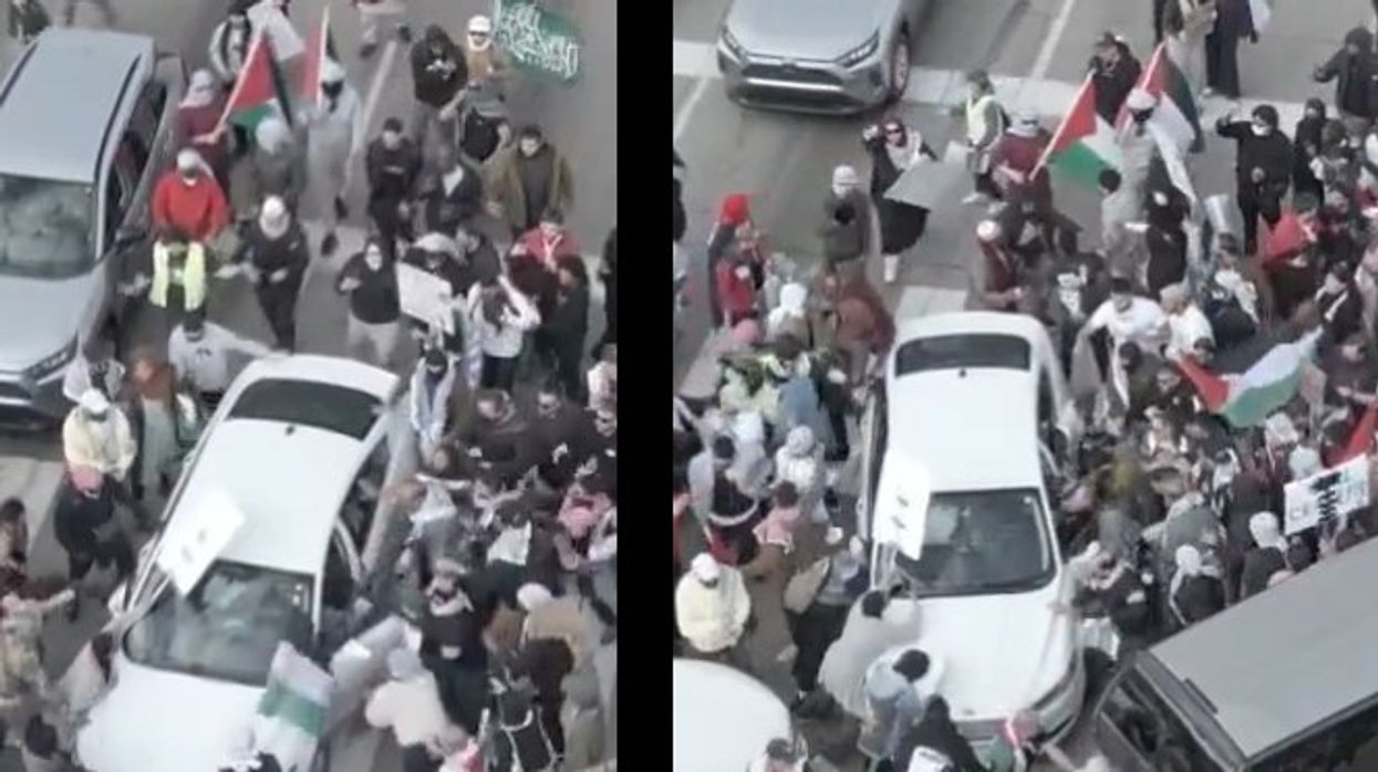Video shows horde of radical anti-Israel leftists attack elderly driver in Minneapolis, try to drag him out of his car, then chase him down