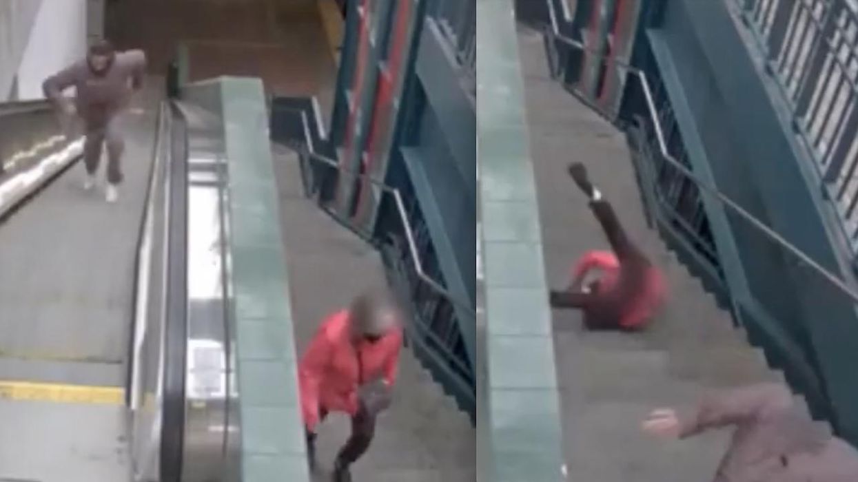 Video: Thug throws 62-year-old nurse halfway down concrete steps in unprovoked attack. Then he tosses her farther down, appears to stomp on her head.