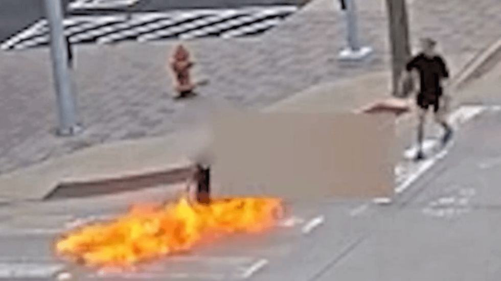 Video: Thug throws Molotov cocktail at man in wheelchair, setting him on fire — right in front of police headquarters