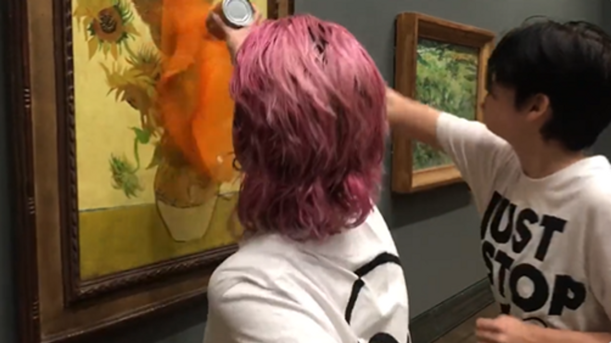 Viral video captures SHOCKING moment climate activists toss soup on famous van Gogh 'Sunflowers' painting