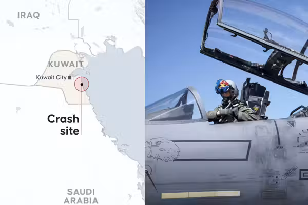 Viral video shows Kuwaiti approaching US Air Force pilot who ejected from fighter jet