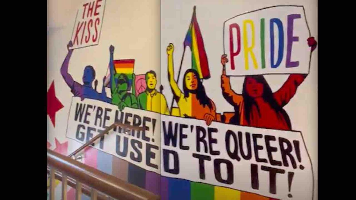 'We're here! We're queer! Get used to it!': President of college founded by Methodists promotes LBGTQ mural in freshman dorm