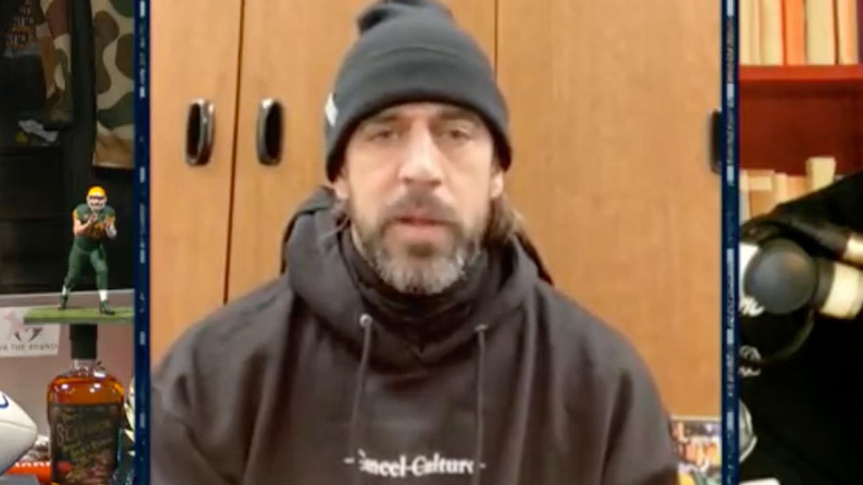 Wearing an anti-cancel culture sweatshirt, Aaron Rodgers says it's time to have pandemic conversations on 'how to be healthier' and 'about legitimate COVID treatment options'