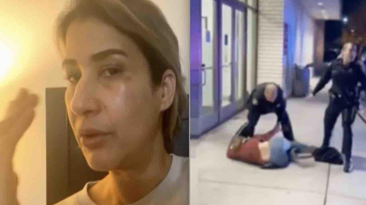 Woman interferes with arrest of robbery suspect who escapes. Cops wrestle woman to ground, arrest her — and now she's looking to talk to a lawyer.