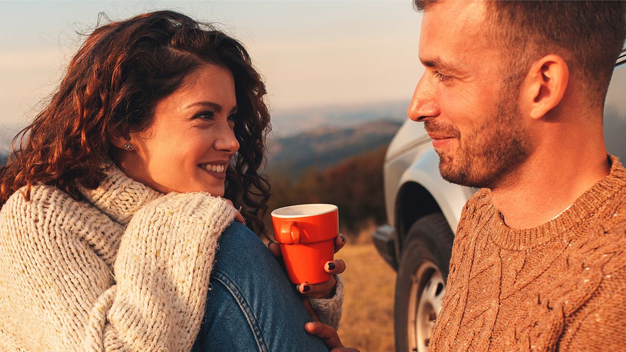 Woman looking at a man