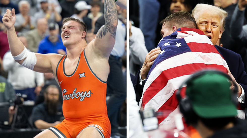 Wrestler Wyatt Hendrickson embraces President Trump, credits his faith following historic national championship