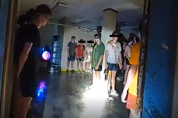 'You got f**kin' nothin': Ketchup-covered, blindfolded frat pledges seen in viral police bodycam video — but no one's talking