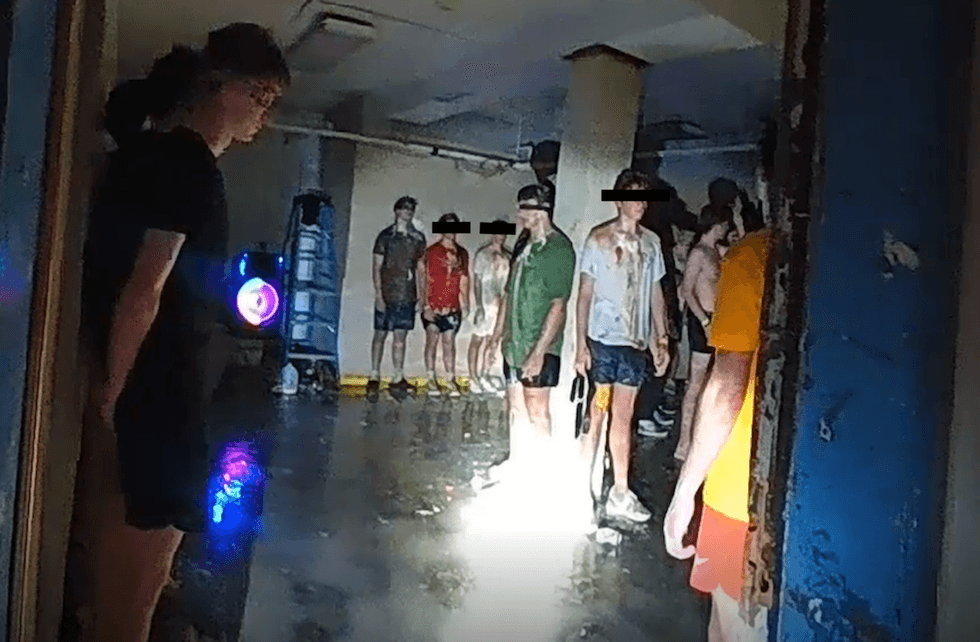 'You got f**kin' nothin': Ketchup-covered, blindfolded frat pledges seen in viral police bodycam video — but no one's talking